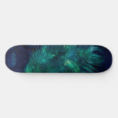 *~* Midnight Blue Sky Cosmic Emerald Feather Boho Skateboard (Horizontaal)