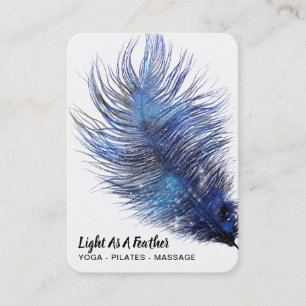 *~* Midnight Blue Sky Cosmic Feather Boho Blauwgro Visitekaartje