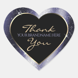 Midnight Blue Sparkle Glitter Lijst Bedankt Hart Sticker