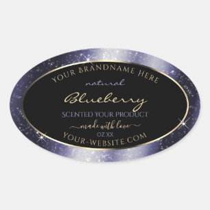 Midnight Blue Sparkle Glitter Lijst Productlabel Ovale Sticker