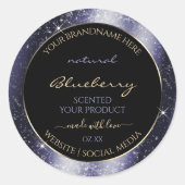 Midnight Blue Sparkle Glitter Lijst Productlabel Ronde Sticker (Voorkant)