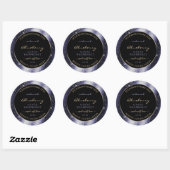 Midnight Blue Sparkle Glitter Lijst Productlabel Ronde Sticker (Vel)