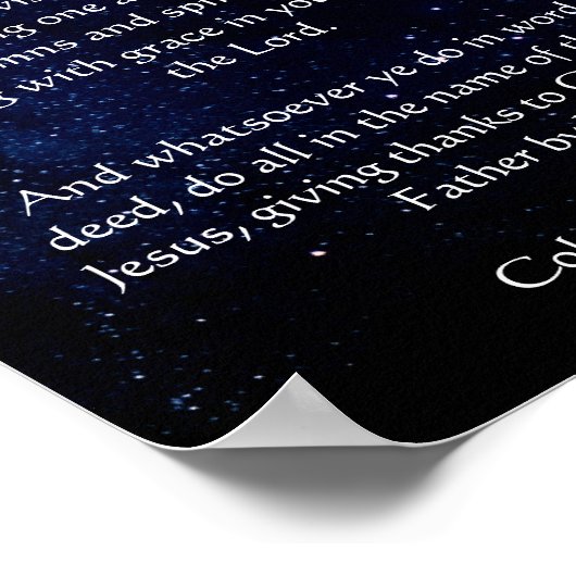 Midnight Blue Starry Sky Poster aangepaste tekst (Hoek)
