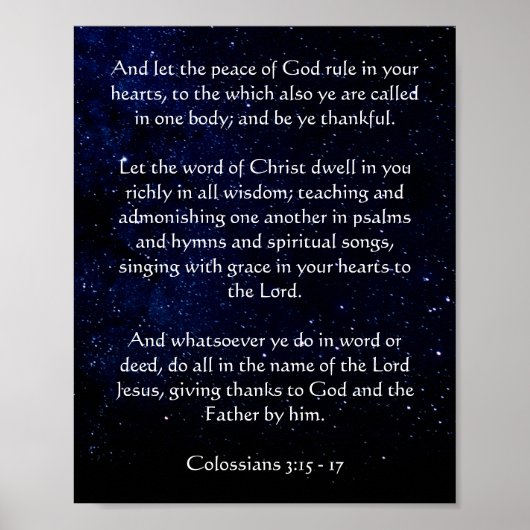 Midnight Blue Starry Sky Poster aangepaste tekst (Voorkant)