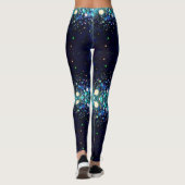 Midnight Blue Stars Waterverf - Aangepaste naam Leggings (Achterkant)
