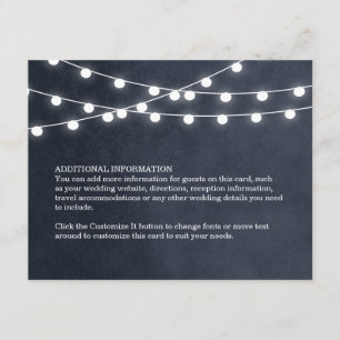Midnight Blue String Lights Bruiloft invoegen Kaar Informatiekaartje