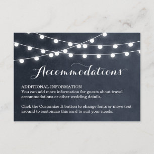 Midnight Blue String Lights Bruiloft invoegen Kaar Informatiekaartje