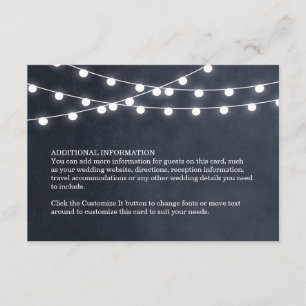 Midnight Blue String Lights Bruiloft invoegen Kaar Informatiekaartje