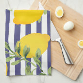 Midnight Blue Striped en Lemon Kitchen Towel Theedoek (Quarter Fold)