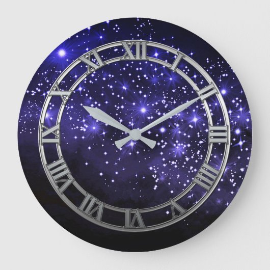 Midnight Blue Twilight Round Wall klok (Voorkant)