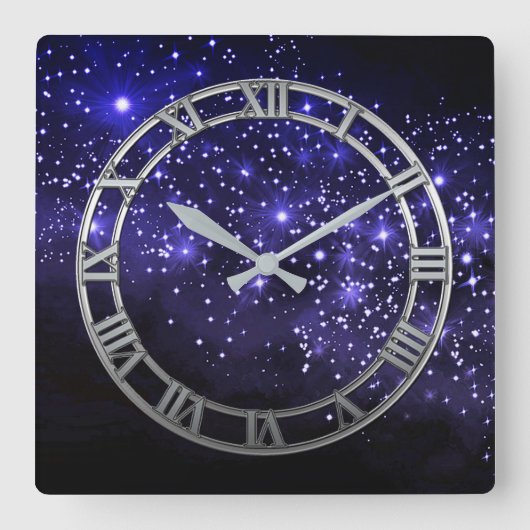Midnight Blue Twilight Square Wall klok (Voorkant)