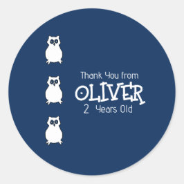 Midnight Blue Uil Verjaardagsfeestje Ronde Sticker