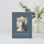 Midnight Blue Wedding Aankondiging Foto Briefkaart (Staand voorkant)