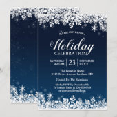 Midnight Blue White Snowflakes Holiday Celebration Kaart (Voorkant / Achterkant)