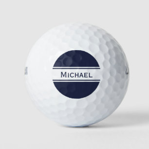 Midnight Blue White Stripes Naam Monogram Golfballen