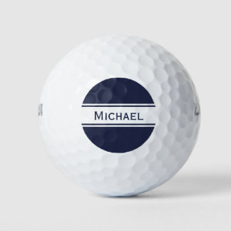 Midnight Blue White Stripes Naam Monogram Golfballen