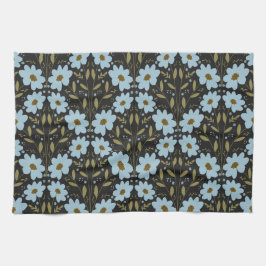 Midnight Bluebell Garden | Elegant Dark Floral Theedoek