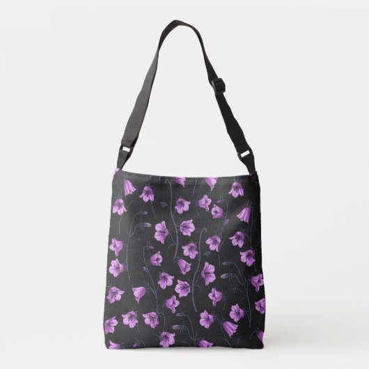 Midnight Bluebells, Harebells, Bellbloemen 2 Crossbody Tas (Achterkant)