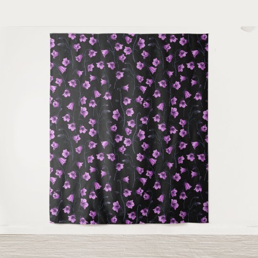 Midnight Bluebells, Harebells, Bellbloemen 2 Wandkleed (Voorkant)