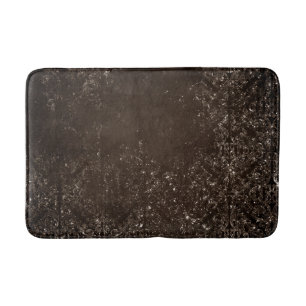 Midnight Bronze Romance   Satiny Grunge Damask Badmat
