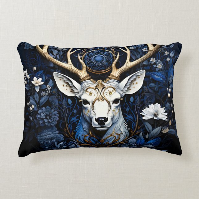Midnight Celestial Floral Gothic Deer  Accent Kussen (Voorkant)