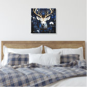 Midnight Celestial Floral Gothic Deer Canvas Afdruk (Insitu (Slaapkamer))