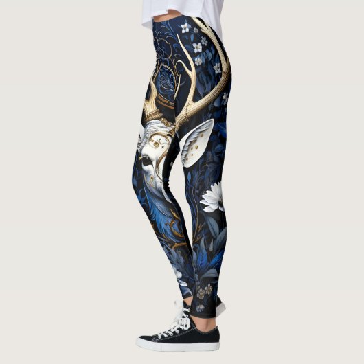 Midnight Celestial Floral Gothic Deer  Leggings (Links)
