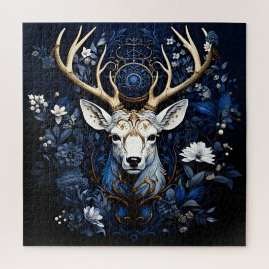 Midnight Celestial Floral Gothic Deer Legpuzzel (Verticaal)
