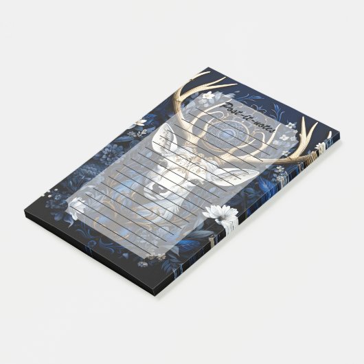Midnight Celestial Floral Gothic Deer Post-it® Notes (Schuin)