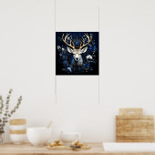 Midnight Celestial Floral Gothic Deer  Poster (Keuken)