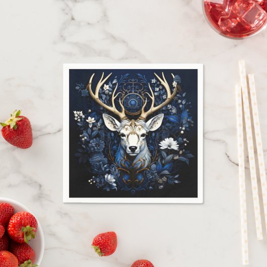 Midnight Celestial Floral Gothic Deer Servet (Insitu)