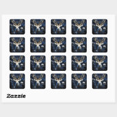 Midnight Celestial Floral Gothic Deer  Vierkante Sticker (Vel)