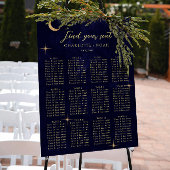 Midnight Celestial Gold Moon Wedding Seating Chart Poster