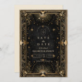 Midnight Celestial Luxe Wedding Save The Date (Voorkant / Achterkant)