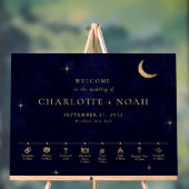 Midnight Celestial Wedding Timeline Welcome Acryl Bord (Neutraal)