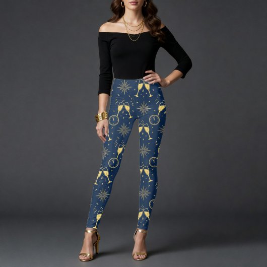 Midnight Champagne Toast New Year's Eve Leggings