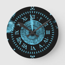 Midnight Clock Light Blue Ronde Klok