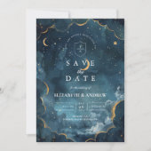 Midnight Constellation Floral Wedding Save The Date (Voorkant)