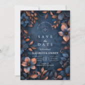 Midnight Copper Floral Wedding Save The Date (Voorkant)