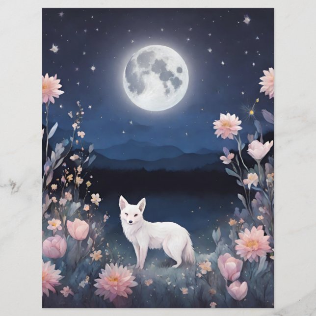 Midnight Crystal Fox Bloemen Scrapbook Junk Journa (Voorkant)