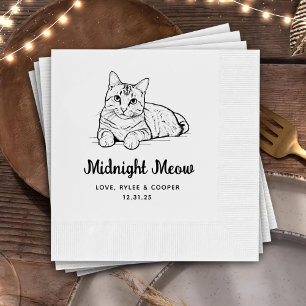 Midnight Custom Cat Drawn Cocktail servetten bruil