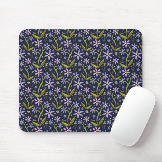 Midnight | Dancing Watercolor Daisies Muismat (Met muis)