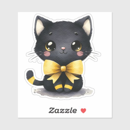 Midnight Dapper voor Black Cat Bow Sticker (Vel)