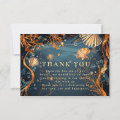 Midnight Deep Sea Gold Nautical Wedding Bedankkaart (Voorkant)