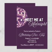 Midnight / discoball thema Verjaardag Uitnodiging (Voorkant / Achterkant)