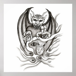 Midnight Dream - duivels in Tattoo-stijl Poster