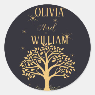 Midnight Elegance: Donkerblauwe bruiloft Ronde Sticker