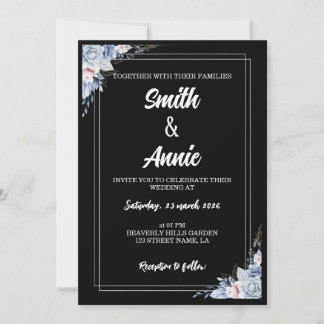 Midnight Elegance Wedding Invitation Sjabloon – BL Kaart