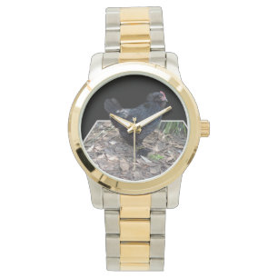 Midnight Feathers: een zwarte kip in de popout-kun Horloge