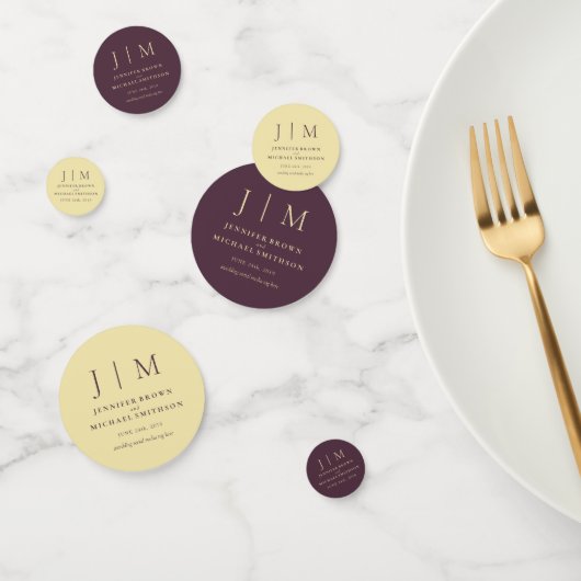 Midnight Fig & Champagne Monogram Classic Wedding Confetti (Groep)